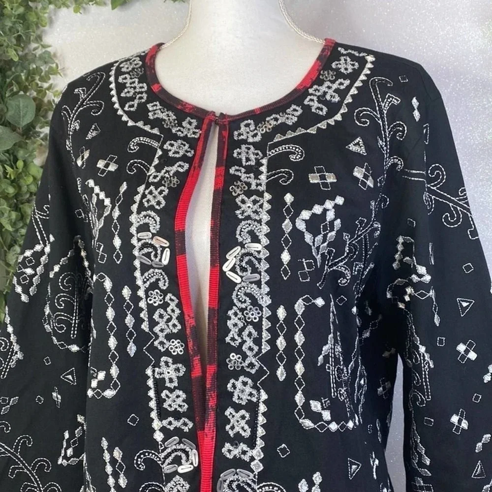 Indie Boho Artsy Cardigan Folk Grunge Lightweight Jacket LARGE Open Front